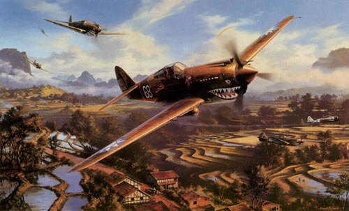 Американские истребители P-40 "Tomahawk" из добровольческого корпуса "Летающие тигры".